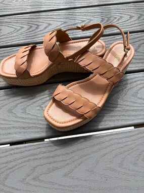 J. Crew Tan Braided Platform Wedges